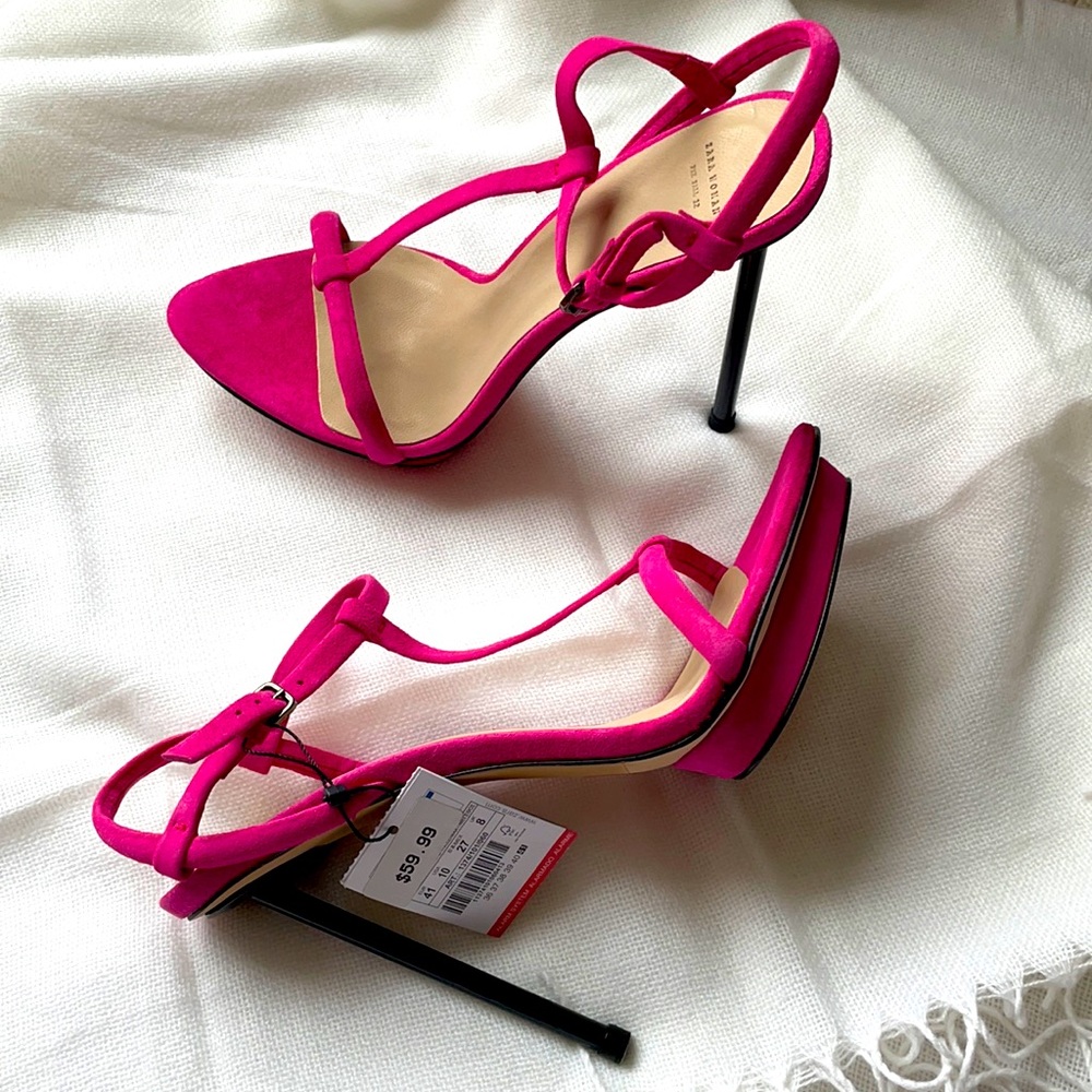 Zara hot pink platform sandal stiletto heels